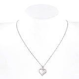 14K White Gold Diamon Heart Love Pendant Baby Rope Link Chain Dainty Necklace