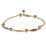 14K Tri-Tone Gold Synthetic Emerald, Ruby, Sapphire And Cubic Zirconia Hamsa Shambala Bracelet