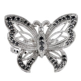 10K White Gold Black Diamond Butterly Open Work Milgrain Cocktail Ring 0.32Ctw