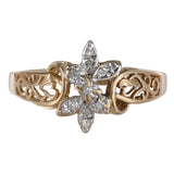 14K Yellow Gold Diamond Openwork Cluster Cocktail Ring