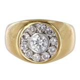 14K Yellow Gold Vintage Diamond Ring for Men with Bezel Setting and Channel Set Diamonds