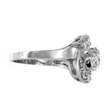 14K White Gold Diamond Vintage Cluster Ring 1.04Ctw