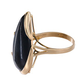 14K Yellow Gold Wrapped Onyx Pear Teardrop Onyx Cocktail Ring