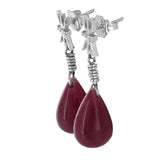 14K White Gold Diamond Ruby Teardrop Earrings