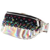 Authentic Christian Louboutin Mary Jane Waist Bag Spiked Leather and Hologram Leather