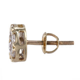 14k Yellow Gold Cluster Diamond Single Stud