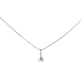 14K White Gold Diamond-Cut Ball Chain With Dainty Triangle Diamond Pendant Necklace