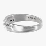 925 Sterling Silver Diamond Wedding Band Ring 0.07Ctw