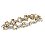 14k Two-tone Gold Diamond Tennis Bracelet with Safety Chain