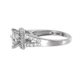 14K White Gold Diamond Princess-Cut Solitaire Halo Accents Engagement Ring