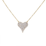 18k Yellow Gold White Topaz Heart Charm Necklace