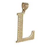 10K Yellow Gold Pin Wheel & Diamond-Cut Pattern "L" Initial Pendant