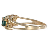 14K Yellow Gold Emerald Oval-Cut And Diamond Cocktail Ring