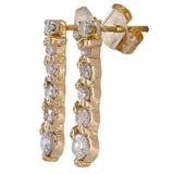 14K Yellow Gold Diamond Graduated Round-Cut Bar Earrings 0.46Ctw