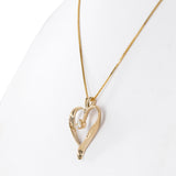 14K Yellow Gold Diamond Heart Pendant Box Link Chain Necklace