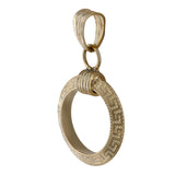 18K Yellow Gold Greek Key Pattern Circle Disk Pendant