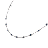 14K White Gold Blue Sapphire By the Yard Necklace