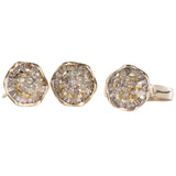 14K Yellow Gold Diamond Cluster Round And Baguette Cut Jewelry Set 2.22Ctw