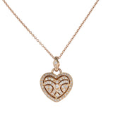 14k Rose Gold Diamond Heart Charm Rolo Link Chain Necklace 0.73Ctw