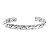 925 Sterling Silver Flat Twisted Chain Link Bangle Open Cuff Bracelet