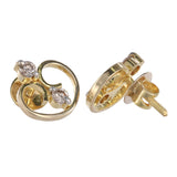 18K Yellow Gold Diamond Vintage Stud Earrings 0.28Ctw