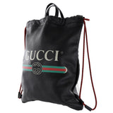 Authentic GUCCI Mens Calfskin Logo Drawstring Backpack Black