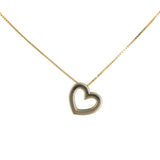 14K Yellow Gold Milgrain Openwork Heart Charm Necklace