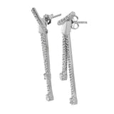 14K White Gold Diamond Long Drop Earrings 1.40Ctw