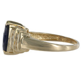 14K Yellow Gold Sapphire Marquise Cut And Diamonds Vintage Ring