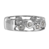 14K White Gold Diamond Bezel Set Open Work Band Ring 0.60Ctw