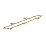 14K Yellow Gold Rolo Link Chain Heart Charms Bracelet or Anklet