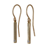 14K Yellow Gold Diamond Dangling Bar Earrings