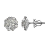 18K White Gold Diamond Floral Stud Earrings 1.84Ctw