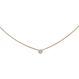 14K Rose Gold Diamond Bezel Set Rolo Link Chain Necklace