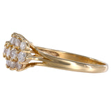 14K Yellow Gold Diamond Cluster 3-Row Cocktail Ring 0.71Ctw