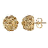 14K Yellow Gold Round Interwoven Stud Earrings