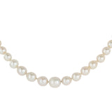 Classic Graduated Pearl Necklace for Women 14K White Gold Fishook Lock