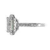 14k White Gold Emerald Cut Moissanite Diamond Halo Engagement Ring