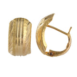 21K Yellow Gold Diamond-Cut Grooved Cuff Earrings