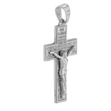 14K White Gold Jesus Crucifix With Prayer Cross Pendant