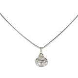 18K White Gold Buddha Charm Franco Link Chain Necklace