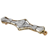 14K Two-Tone Gold Diamond Antique Vintage Brooch 0.10Ctw