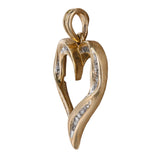 14K Yellow Gold Diamond Channel Set Heart Pendant 0.33Ctw