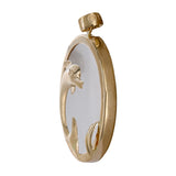 14K Yellow Gold Round Dolphin Pendant Mother of Pearl Inlay