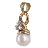 14K Yellow Gold Pearl And Diamonds Charm Pendant