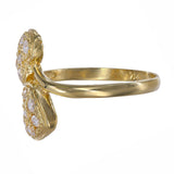 Anillo De Cóctel De Oro Amarillo De 18k Con Doble Corazón Y Circonita Cúbica