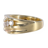 Anillo tipo sello de diamantes vintage en oro amarillo de 14 k