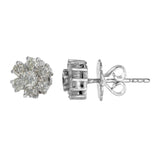 18K White Gold Diamond Floral Stud Earrings 1.36Ctw