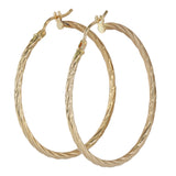 18K Yellow Gold Twisted Rope Round Hoop Earrings