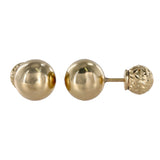 18K Yellow Gold Ball Studs With Diamond-Cut Bead Backing